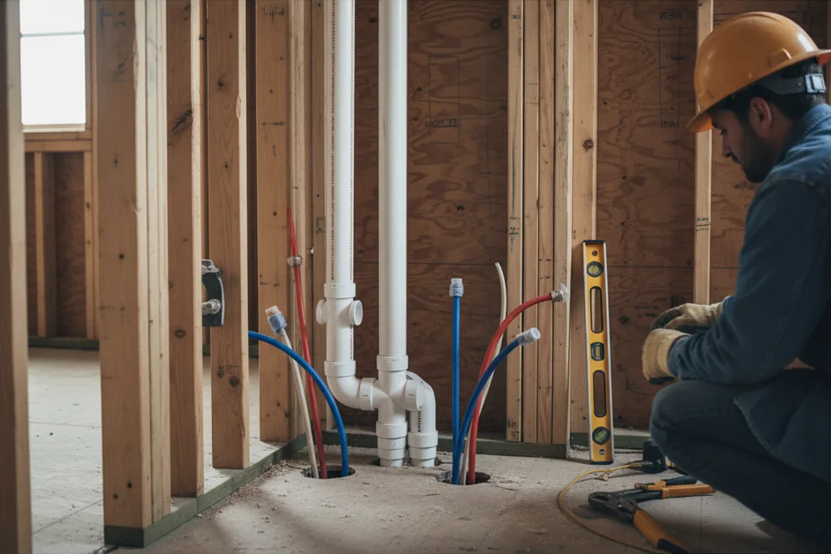 Drain and supply rough-in during Drain Cleaning in North Aurora